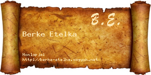 Berke Etelka névjegykártya